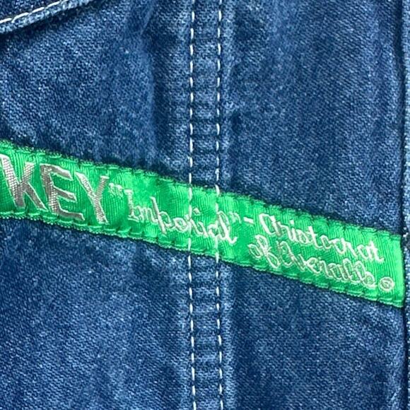 VTG KEY Bib Overalls 36x29 Denim Work Farm Trucker Hipster Hip Hop USA 90s Y2K - Picture 6 of 15